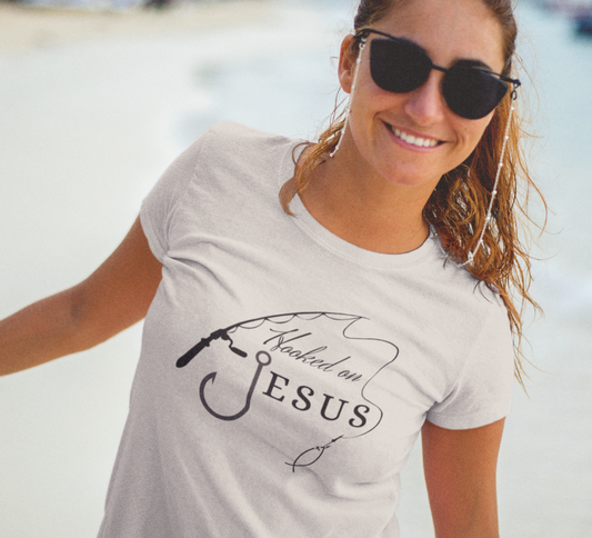 "Hooked on Jesus" Womens Slim Fit T-Shirt