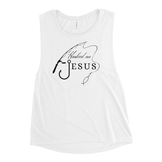 "Hooked on jesus" Ladies’ Muscle Tank